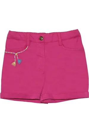 My Little Lambs Boys Magenta Solid Regular Fit Denim Shorts