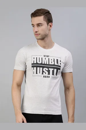 Huetrap Men White Typography Printed Pure Cotton T-shirt
