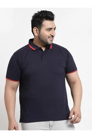 Pluss Men Plus Size Navy Blue Polo Collar T-shirt