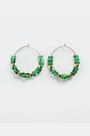 MANGO Beaded Circular Hoop Earrings