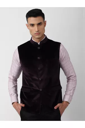 Velvet Nehru Jacket In Black Color