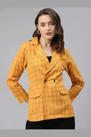 Cottinfab Women Checked Slim-Fit Single-Breasted Formal Blazer