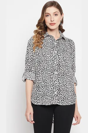 Color Cocktail Women Animal Printed Crepe Casual Shirt