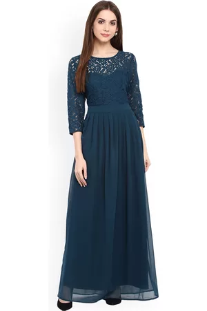 La Zoire Women Teal Green Solid Maxi Dress