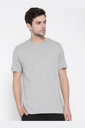Forever 21 Men Grey Melange Solid Round Neck T-shirt