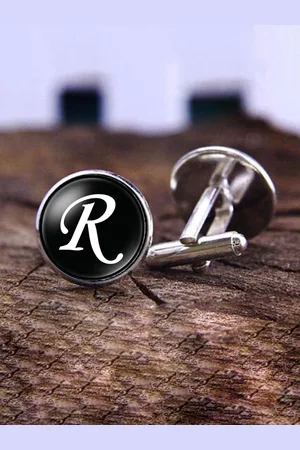 Yellow Chimes Black & White Round Cufflink