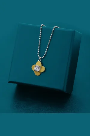Carlton London Women Rhodium-Plated CZ Studded Pendant with Chain