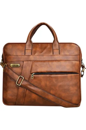Lorem Unisex Tan Textured Messenger Bag
