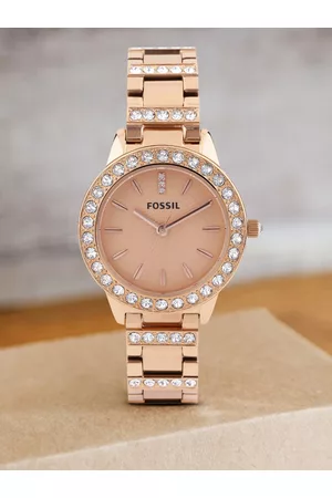 Fossil Women Watches - Women Beige Stone-Studded Dial Watch ES3020I