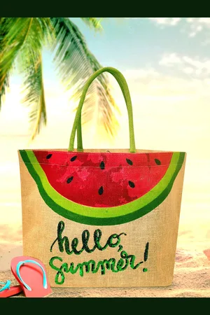 earthbags Printed Oversized Jute Tote Bag Handbags