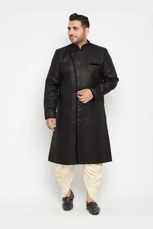 Vastramay Men Black & Beige Slim-Fit Sherwani Set