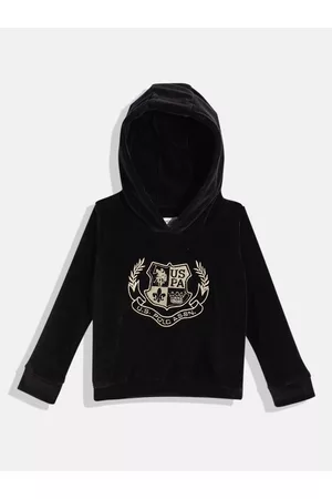 Ralph Lauren Girls Black Brand Logo Embroidered Hooded Sweatshirt