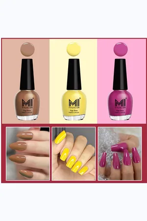 MI FASHION Set Of 3 Vernis A Ongles Ultra High Glass HD 3D Shine Nail Polish - Dark Nude, Yellow, Bright Plum