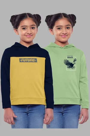 HELLCAT Girls Pack Of 2 Printed Hooded Cotton Sweatshirt
