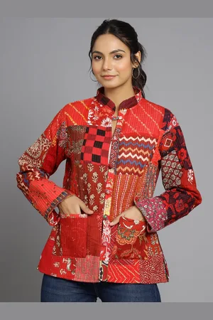 HANDICRAFT PALACE Women Red Floral Reversible Tailored Jacket