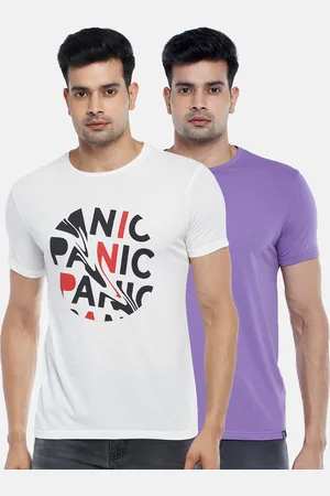 PEOPLE Men Pack Of 2 Typography Printed Slim Fit T-shirt