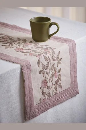 Fabindia Maroon & Off White Cotton Block Print Runner
