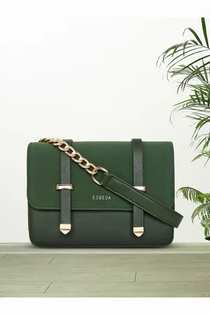 ESBEDA Green PU Structured Sling Bag