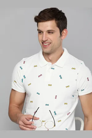 Mast & Harbour Men White Pure Cotton Printed Polo Collar T-shirt