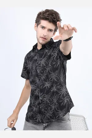 Ketch Men Black Slim Fit Tropical Printed Casual Shirt