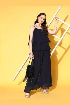 RAJGRANTH Women Solid Ruffles Top With Palazzos