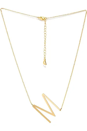 Yellow Chimes Women Gold -toned Big Alphabet Letter M Pendant With Chain