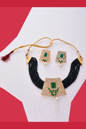 The Pari Gold-Plated Crystal & American diamond Stones-Studded Jewellery Set