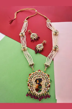 The Pari Gold-Plated Stone-Studded & Pearl Beaded Jewellery Set