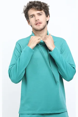 Ketch Men Teal Henley Neck Regular Fit T-shirt