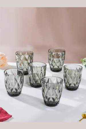 Nestasia Set Of 6 Grey Crystal Textured Tumblers 250 ml
