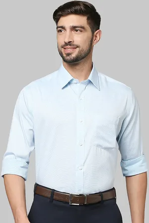 Park Avenue Men Blue Printed Cotton Semiformal Shirt