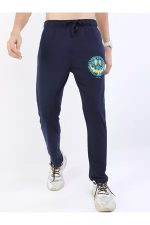 Ketch Men Navy Blue Printed Regular Fit Track Pants