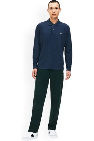Lacoste Men Blue Solid Polo Collar Pure Cotton T-shirt