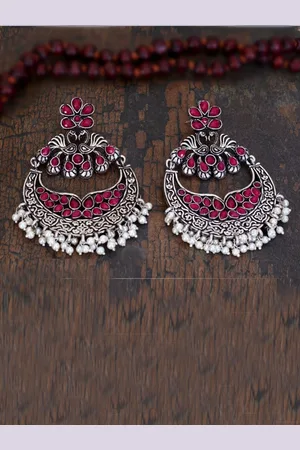 Indi INSIDE Red Contemporary Chandbalis Earrings