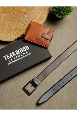 Teakwood Leathers Men Brown Leather Accessory Gift Set