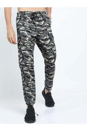 Ketch Men Grey & Beige Camouflage Printed Joggers Trousers