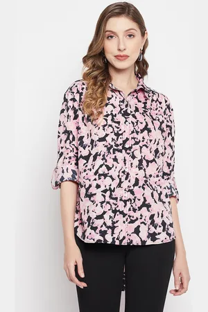 Color Cocktail Women Floral Printed Crepe Casual Shirt