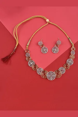 The Pari Classy Rhodium-Plated Two-Toned AD-Studded Pearl Beaded Jewellery Set
