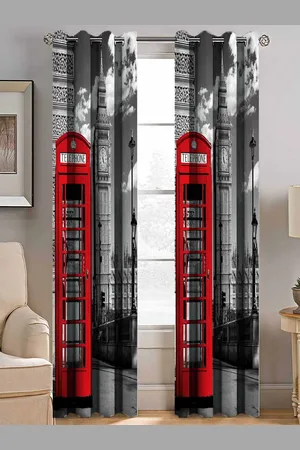 BELLA TRUE Grey & Red Set of 2 Quirky Room Darkening Door