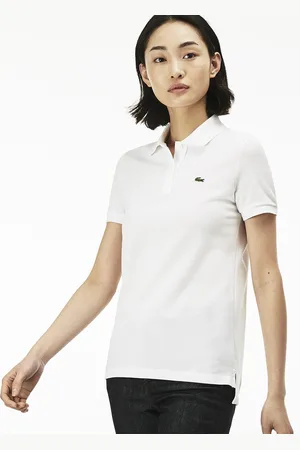 Lacoste Women White Classic Fit Soft Cotton Petit Pique Polo