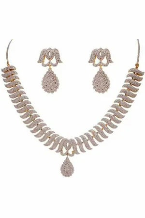 The Pari Rhodium-Plated AD Stone-Studded Jewellery Set