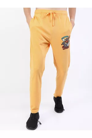 Ketch Men Yellow Printed Regular Fit Track Pants