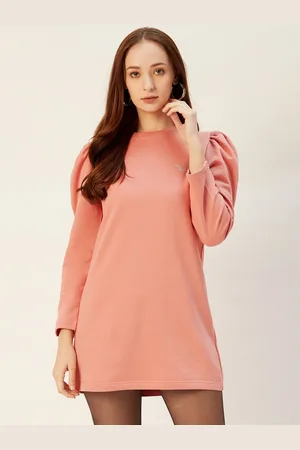 Sera Women Peach-Coloured Solid Sweatshirt