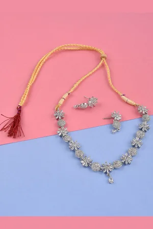 The Pari Rhodium-Plated & AD Stone-Studded Jewellery Set