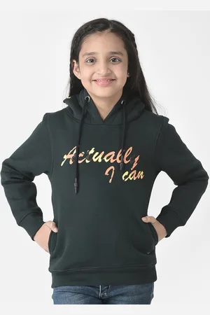 Crimsoune Club Girls Printed Hooded Cotton Sweatshirt