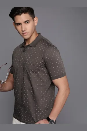 Louis Philippe Men Printed Polo Collar Pure Cotton T-shirt
