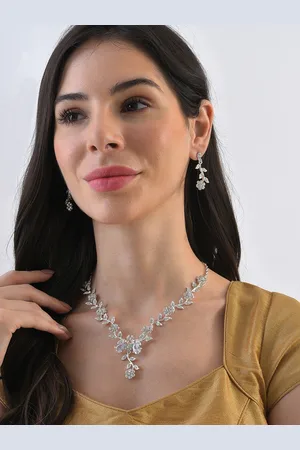 SOHI Silver Plated Stone Studded Jewellery Set