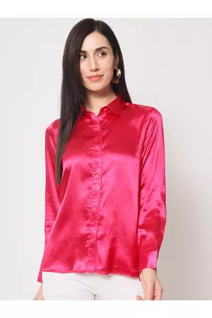 CHARMGAL Women Pink Classic Slim Fit Floral Casual Shirt