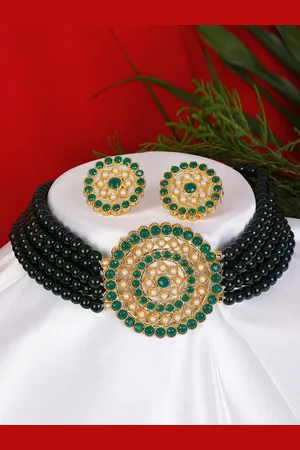 The Pari Gold-Plated Stone-Studded & Beaded Jewellery Set