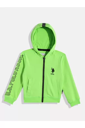 Ralph Lauren Boys Green Hooded Front-Open Sweatshirt